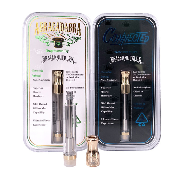 Brass Knuckles Cartridge 1.0ml Connected Abracadabra Cotton Coil Vape Carts with Acrylic cartridge packaging Box