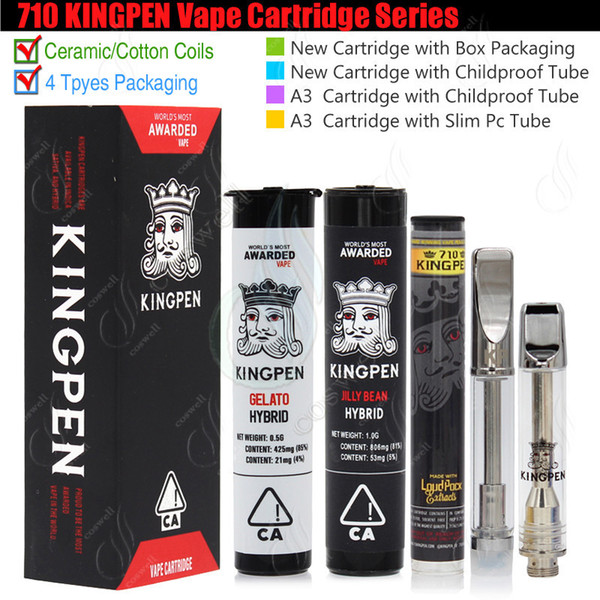 710 KINGPEN Vape Cartridges King Pen 510 Vaporizer 0.5 1.0ml Ceramic Dual Cotton Coils Childproof Tube Packaging A3 KP Flavor Stickers Tank