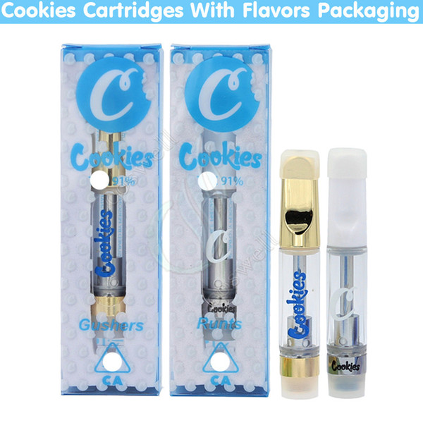 Cookies Carts 0.8ml 1.0ml Vapes Cartridge Thick Oil Ceramic Coils Disposable Filling pen Empty Atomizers Glass Tank Custom Packaging Vapor