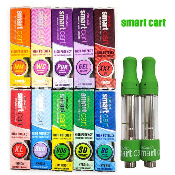 New Smart Cart Organic Premium Vape Cartridges 1.0ml Glass Tank Carts 510 Ceramic Coil Thick Oil Atomizers Vaporizer Smartcarts e Cigs pen