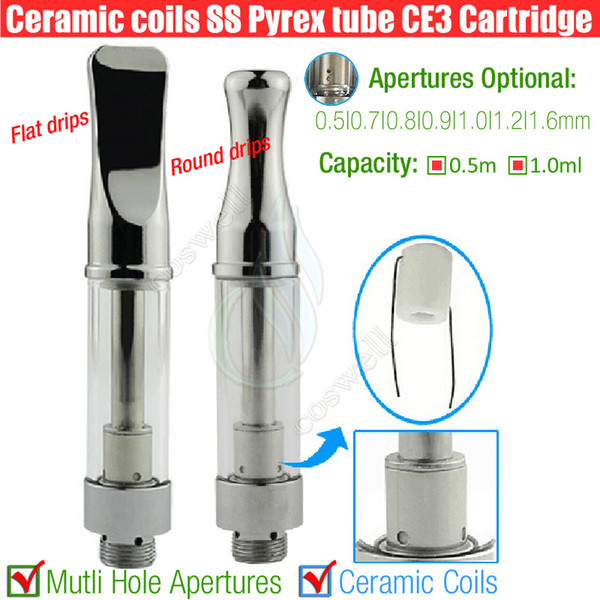 New Pyrex SS Cartridges Bud Touch CE3 Tank Wickless Ceramic coils Vaporizer 510 thread O pen atomizer Vapor WAX thick Oil e Cigarettes Vape