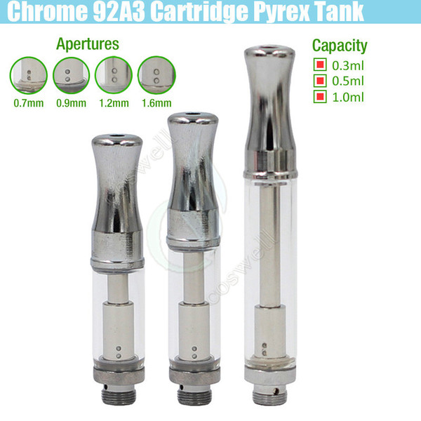 Top Pyrex CE3 92A3 Cartridges Thick Oil Vaporizer BUD Touch 0.7/0.9mm hole SS drip glass tube wax Atomizer 510 O pen vapor vape e cigs Tank