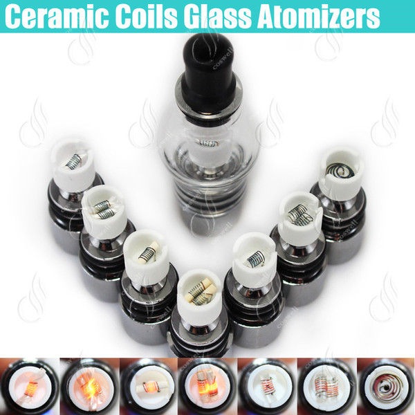 Top Glass globe atomizer Pyrex Wax dry herb Tank vaporizer herbal dual ceramic Quartz Dome coils glassomizer vape pen vapor e cigs Atomizers