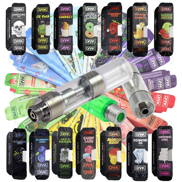 Dank Vapes Cartridge New Black Box Packaging all Flavors gram thick oil Ceramic Coil G5 M6T Logo Glass Atomizers vape pen e Cigarettes tank