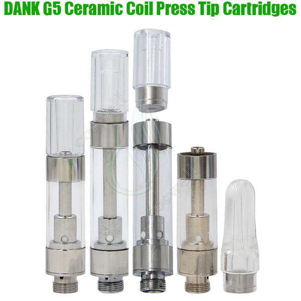 DANK Vape Ceramic Coil Cartridges Pressed G5 M6T TH210 TH205 510 Thick Oil Atomizer 0.5ml 0.8ml 1 Gram Cereal New Black Box Carts Packaging