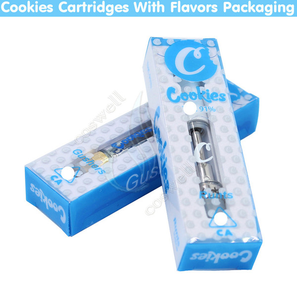 0.8ml 1.0ml Cookies Carts Vapes Cartridge Thick Oil Ceramic Coils All Flavors Atomizer Glass Tank Custom Packaging Vapor