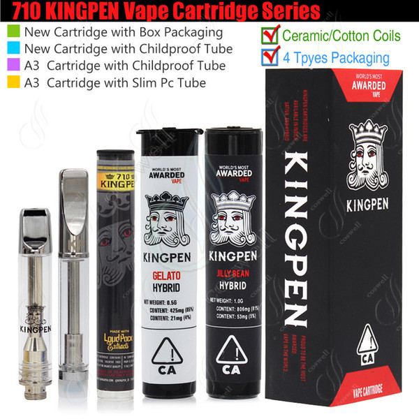 710 KINGPEN Vape Cartridges King Pen 510 Vaporizer 0.5 1.0ml Ceramic Dual Cotton Coils Childproof Tube Packaging A3 KP Flavor Stickers Tank