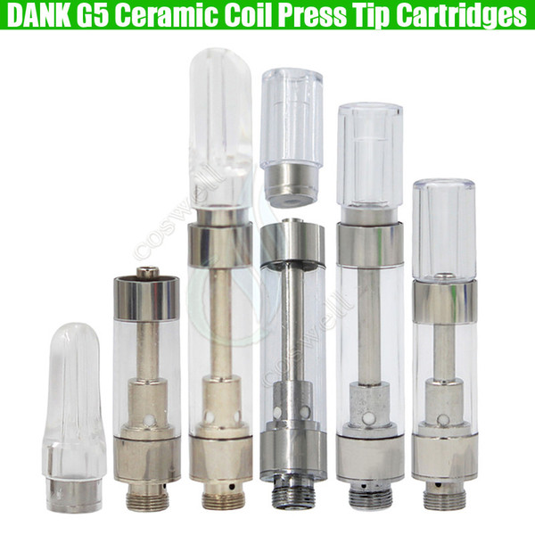 DANK Vape Ceramic Coils Cartridges Pressed G5 M6T TH210 TH205 510 Thick Oil Atomizer 0.5ml 0.8ml 1Gram Cereal Newest Black Box Carts Package