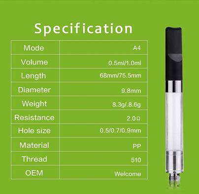 Top quality vape cartridge ceramic oil atomizer .5 1ml empty vape pen cartridge ceramic coil tank wax cartridges