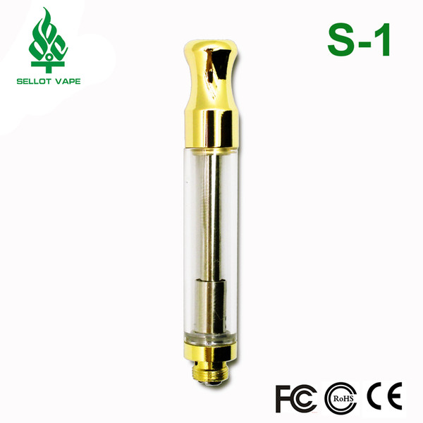 S-1 Gold vape pen cartridge with .5/0.8ml vape tank oil atomizer vaporizer pen thick oil cartridge for fit 510 thread battery