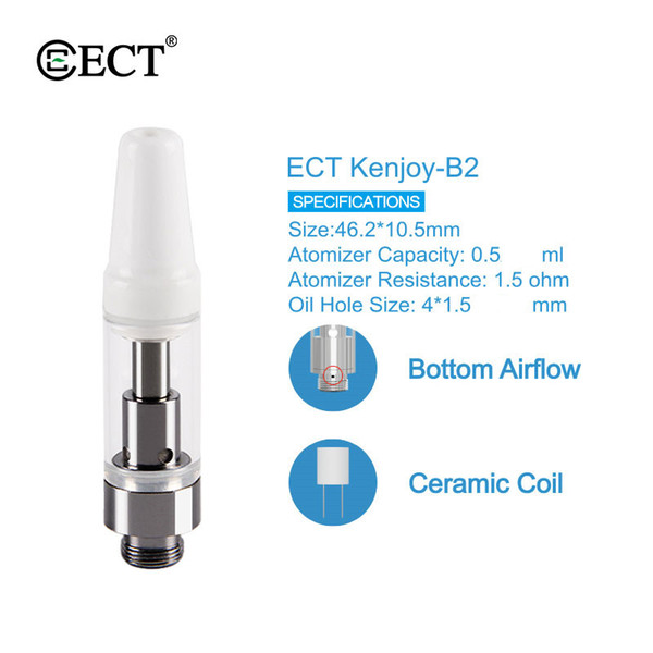 100% Original ECT kenjoy B2 vape cartridges ceramic coil 510 thread cartridge vaporizer cartridges for thick oil fit preheaitng battery