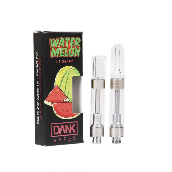 Dank Vapes Cartridge 1.0ml Ceramic Coil Tank Vape Carts 2.0mm Intake Hole for 510 Thick Oil Vaporizer Atomizer 54 Flavors