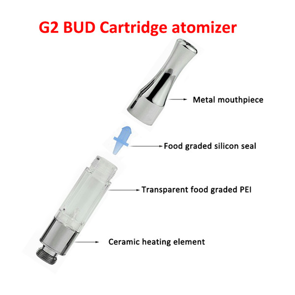 G2 Bud Cartridge Atomizer Clearomizer Thick Oil Empty 510 Oil Cartridge 0.3Ml 0.5Ml 0.8Ml 1Ml Tank E Cigs Disposable Vaporizer