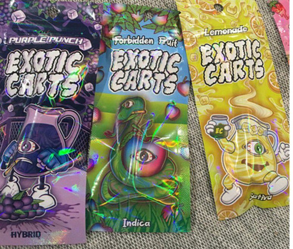 New Flavors Hologram Exotic Mario Vape Carts for vape cartridge Exotic Mario Carts Packing Laser shine exotic cart Ziplock Bags