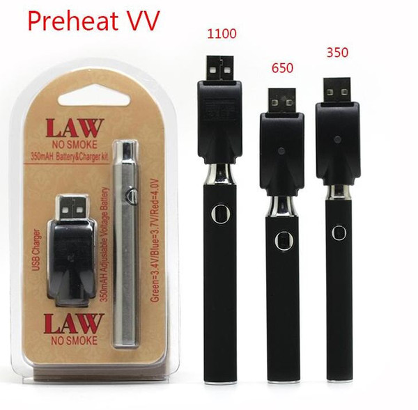 Law Preheating VV Battery Charger Kit 350/650/1100mAh PreHeat O Pen Bud Touch Variable Voltage Vape Battery For CE3 Thick Oil Cartridge