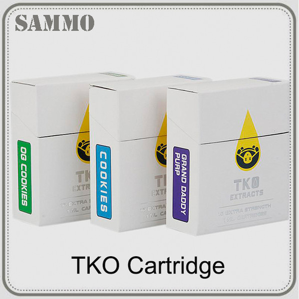 Newest TKO Extracts Vape Cartridge 1.0ml Ceramic Coil Thick Oil 510 Thread Tank with 20 Flavors Sticker Boxes and Display Box 0266276