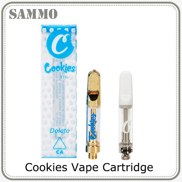 Newest Cookies Vape Cartridge with Display Box 1.0ml Ceramic Coil Gold White 510 Thread Carts for Thick Oil 0266273-1