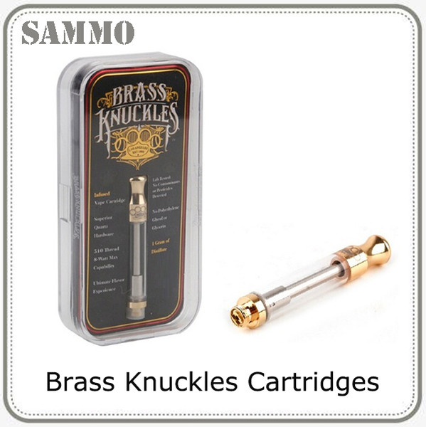 Top quality Brass Knuckles Glod Cartridges With Flavour Sticker Dual Ceramic Cotton Coil 0.5ml 1.0ml Pyrex Glass Tank 0266194