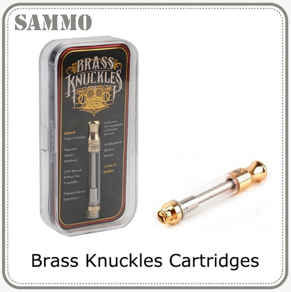 Top quality Brass Knuckles Glod Cartridges With Flavour Sticker Dual Ceramic Cotton Coil 0.5ml 1.0ml Pyrex Glass Tank 0266194-1