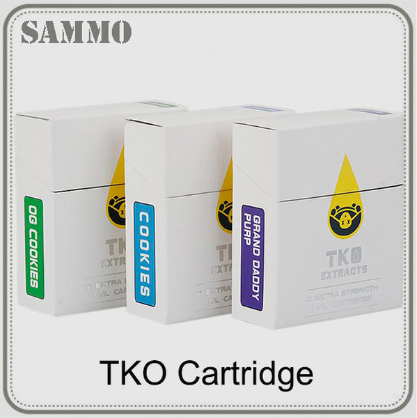 Newest TKO Extracts Vape Cartridge 1.0ml Ceramic Coil Thick Oil 510 Thread Tank with 20 Flavors Sticker Boxes and Display Box 0266276-1