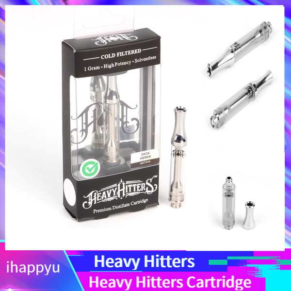 2019 Heavy Hitters Cartridge 1.0ml Pyrex Glass Tank Hitter Ceramic Coil 510 Vape Thick Oil 92A3 Cartridges Atomizer With 19 Flavor Stickers