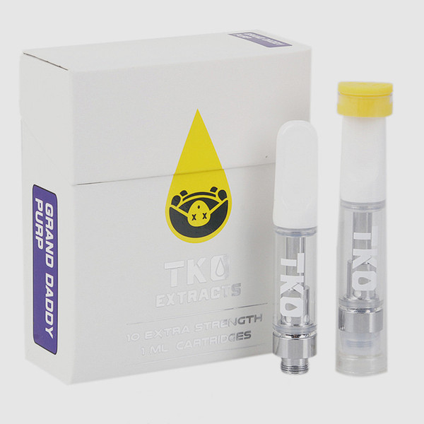 TKO Extracts Cartridges 1.0ml Ceramic Coil TKO Carts Thick Oil Cartridge Vape Tank With 20 Flavor Box For Preheat Battery