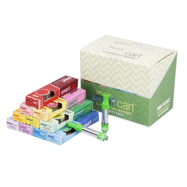 Smart Carts Vape Cartridges Green No Leakage Vaporizer 10 Flavors Sticker SmartCart 1.0ml Glass Tank 510 Ceramic Coil Thick Oil Atomizer