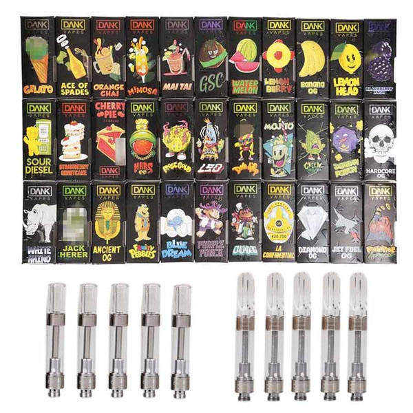 Newest arrival 1.0ml Gram DANK VAPES Cartridge Packaging With Paper Box Package ceramic coil 0.8/1.0ml 43 flavors for opiton dank carts