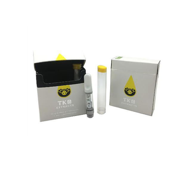 Newest TKO Extracts Vape Cartridges Packaging 0.8ml 1ml Ceramic Empty Vape Pen Cartridge For Glass Thick Oil Vaporizer 510 Battery Atomizer