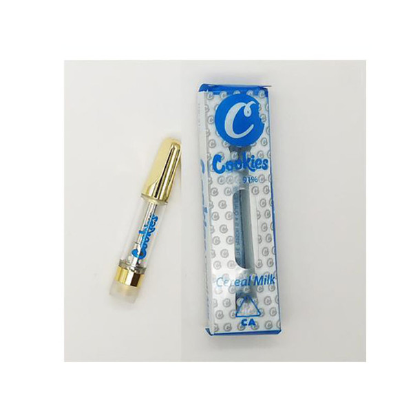 Newest Cookies Vape Cartridge with Display Box 1.0ml Ceramic Coil Gold White 510 Thread Carts for Thick Oil