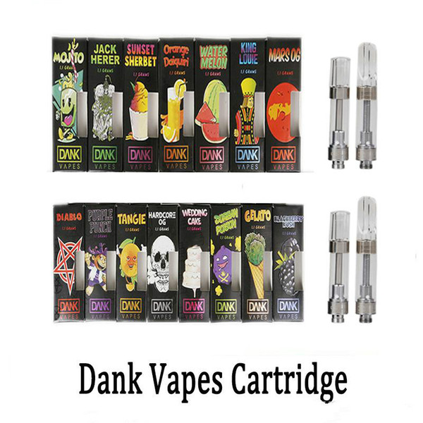 Dank Vapes Cartridge New Black Pack 510 Thread 1.0ml 1Gram Ceramic Coil Vape Carts 2.0mm Intake Hole for Thick Oil