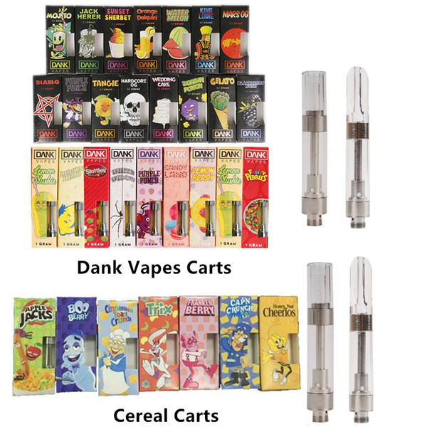 New Flavors Dank Vapes Cartridge Pack Cereal Carts 1.0ml 1Gram Ceramic Coil Vape Carts Black Retail Package for Thick Oil