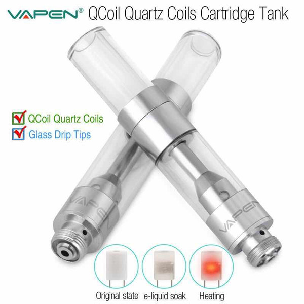 ASD VAPEN QCoil Cartridges Quartz Coil Tank Pyrex Glass Crystal Drip Tips Vape Thick Oil Bud Touch Vaporizer 510 O Pen Atomizers Vapor