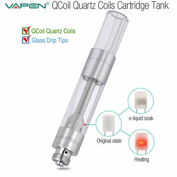 ASD VAPEN QCoil Cartridges Pyrex Glass Crystal Drip Tips Vape Quartz Coils Tank Thick Oil Bud Touch Vaporizer 510 O Pen Cartridge Vapor