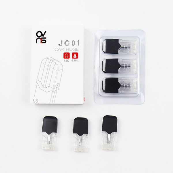 Authentic OVNS JC01 Replacement Pod Cartridges for Starter Kit and battery 3pcs/pack 0.7ml 1.5ohm Ceramic Pods 1.8ohm Heads DHL