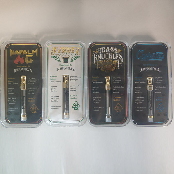 Connected Abracadabra Brass Knuckles Cartridges Kit Cotton Coil 1.0ml Atomizer 510 Thread Glass Tank With Various Flavor Stickers