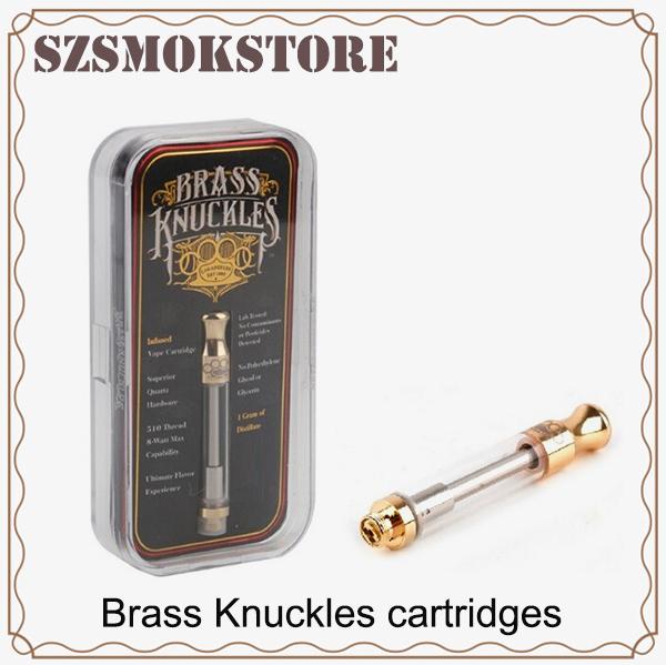 Top quality Brass Knuckles Glod Cartridges With Flavour Sticker Dual Ceramic Cotton Coil 0.5ml 1.0ml Pyrex Glass Tank 0266194-5