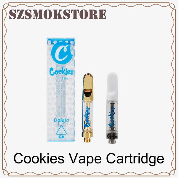 Newest Cookies Vape Cartridge with Display Box 1.0ml Ceramic Coil Gold White 510 Thread Carts for Thick Oil 0266273