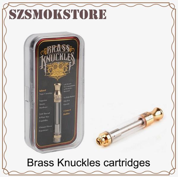 Top quality Brass Knuckles Glod Cartridges With Flavour Sticker Dual Ceramic Cotton Coil 0.5ml 1.0ml Pyrex Glass Tank 0266194-