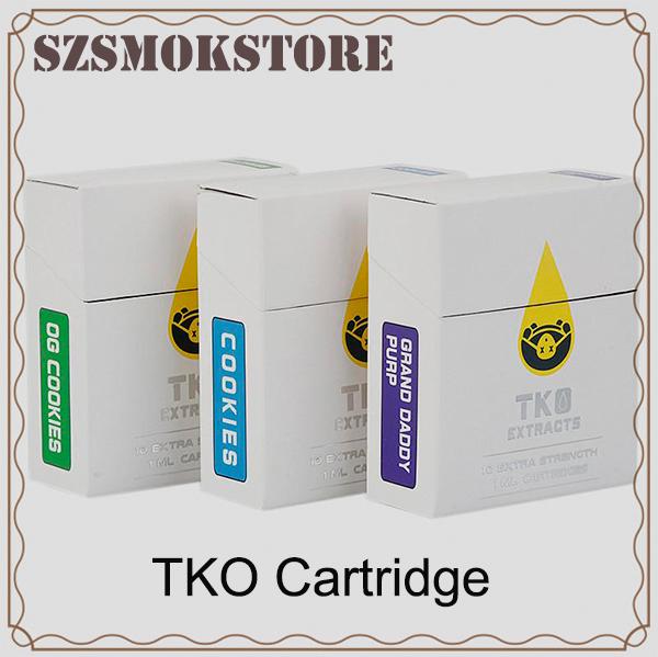 Newest TKO Extracts Vape Cartridge 1.0ml Ceramic Coil Thick Oil 510 Thread Tank with 20 Flavors Sticker Boxes and Display Box 0266276-1