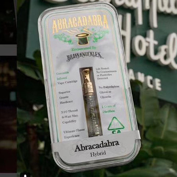 Brass Knuckles Abracadabra Oil Cartridge Atomizer Tank 0.5ml/1.0ml Dual Cotton Or Ceramic Coils 510 For Preheating Battery Flavor Sticker