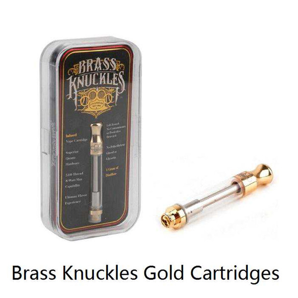 Brass Knuckles Cartridge Pyrex Glass Golden 1.0ml CE3 Vape Cartridges Vaporizer 510 Thread Dual Coil Atomizer For Vape E Cigarette Cigs