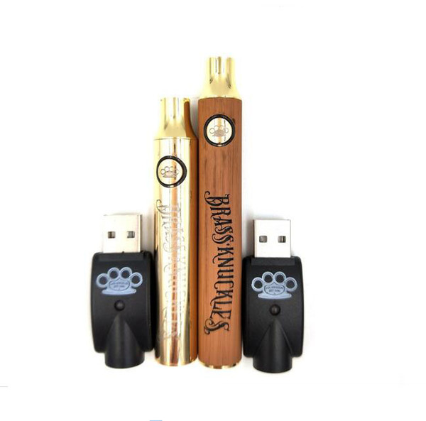 Brass Knuckles Preheat Battery 650mAh 900mAh Vapor Pen Adjusted Voltage Battery Fit 510 Thread Cartridge Gold Wooden Battery