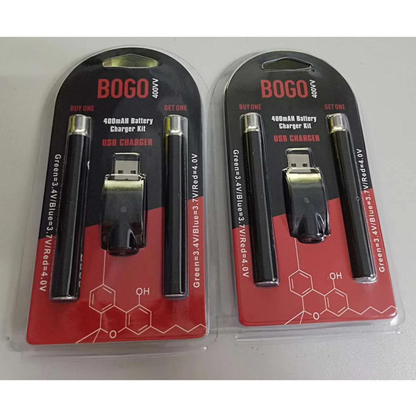 BOGO LO Preheat Battery Starter Kit Co2 Oil vape tank Vaporizer Pen Variable Voltage 510 Thread VV 400Mah Electronic Cigarettes Batteries