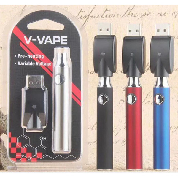 V-VAPE Preheating VV Battery Kit 650mAh Preheat Battery Pen Bud Touch Function Variable Voltage 510 thread for Wax Oil Cartridge Vaporizer