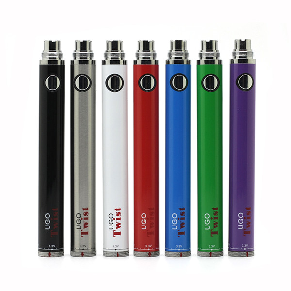 High Quality UGO Twist Battery 650mAh 900mAh Twist VV Batteries Li-on Battery Fit 510 Atomizers Vape Pen Free DHL 7 Colors