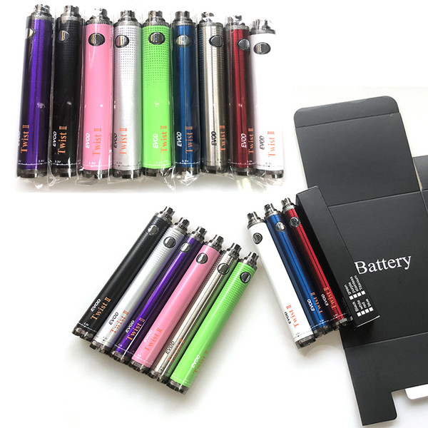 EVOD Twist II 2 Battery 3.3V-4.8V Variable Voltage 1300mAh electronic cigarette Battery 510 Thread Vape Pen Free DHL