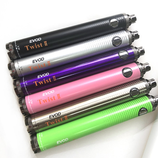 EVOD Twist II Battery Vaporizer Battery 1300mAh Variable Voltage 3.3V-4.8V 510 Thread Vape Pen Push Button Vision Spin Ego-t Ego-c Twist