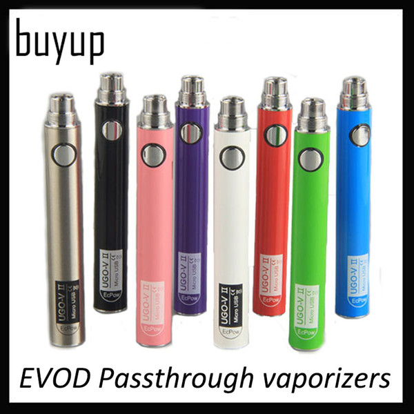 UGO V II 650mah 900mah EVOD ego 510 Battery micro USB Passthrough Charge with USB Cable vaporizers e cigs O pen Vape 0270001-2