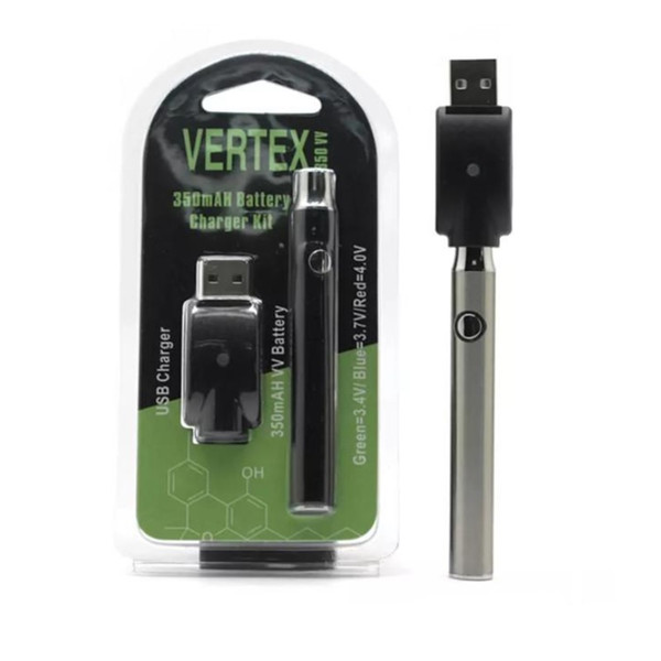 Hottest Vertex LO VV Battery Charger Kit 350mAh Preheat Battery E Cigarettes Vape Pen Fit 510 thread Atomizers CE3 Tank G2 Cartridges